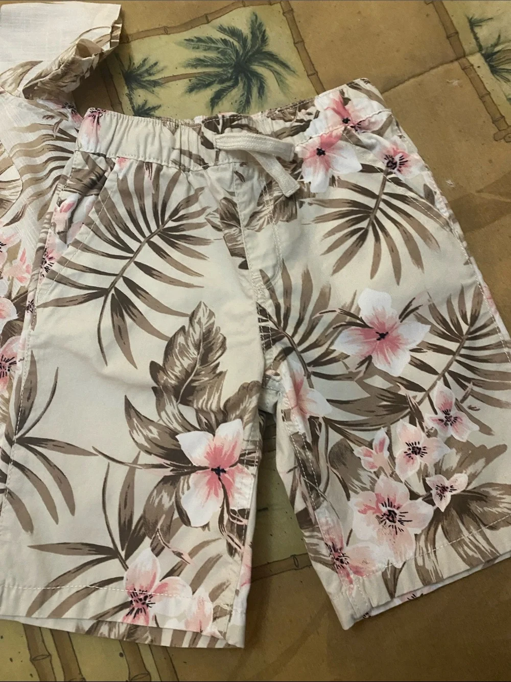 The Children's Place Cream Floral Hawaiian Shirt & Shorts Set